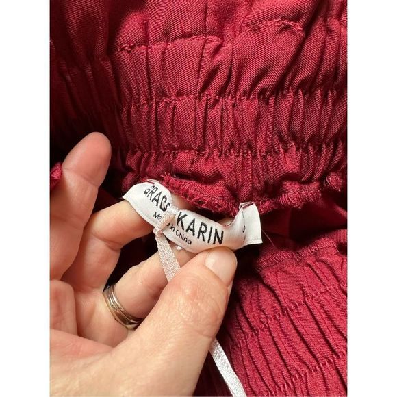 Grace Karin NWT High Waisted Paper-bag Trousers Cabernet - Picture 5 of 8